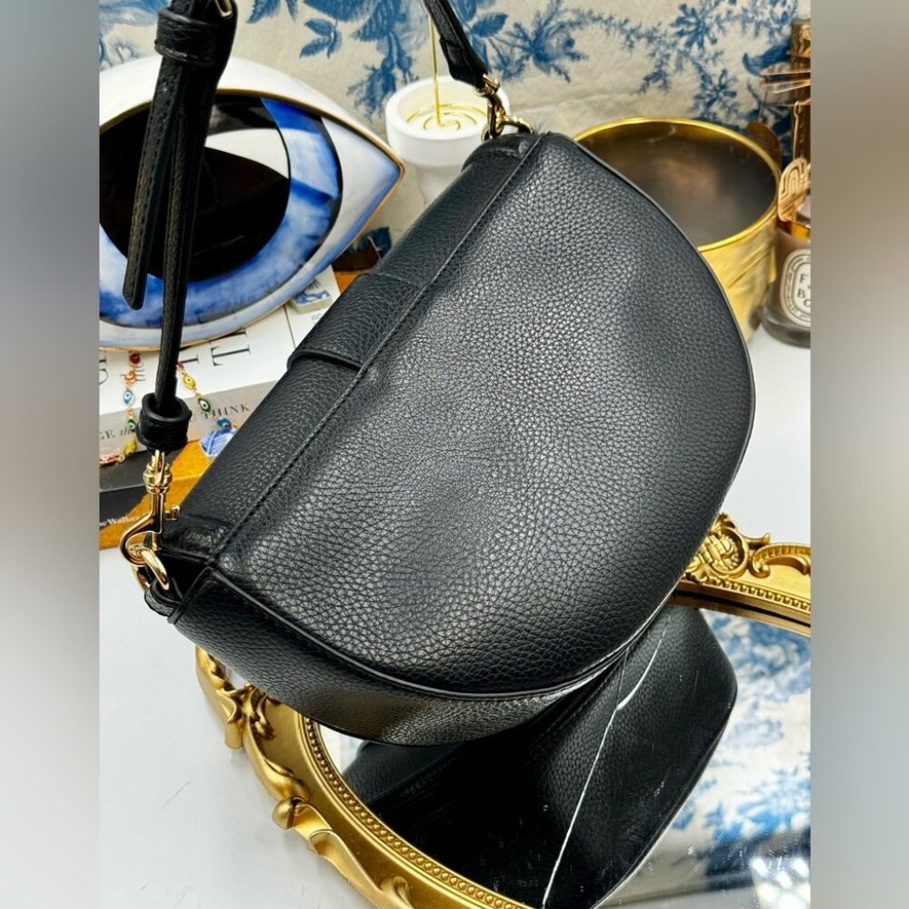 🆕 VERSACE JEANS COUTURE 🧿 NWOT Baroque Buckle Curved Edge Tote Bag, Black - Picture 7 of 13